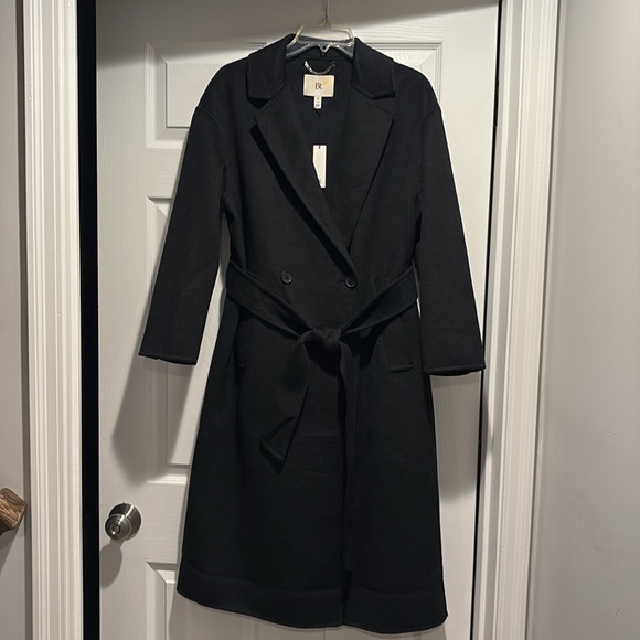 NWT Banana Republic Black Double Faced Wrap Coat Size Small Petite. - Picture 9 of 12
